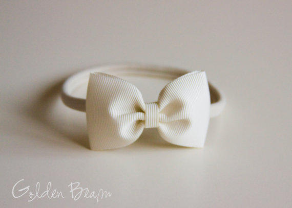 Wedding - Bella Ivory Bow Headband OR Clip - Handmade Baby to Adult Headband