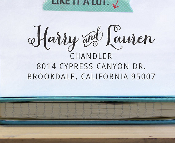 زفاف - Self Inking Address Stamp - handwriting style - wedding personal housewarming gift - Chandler