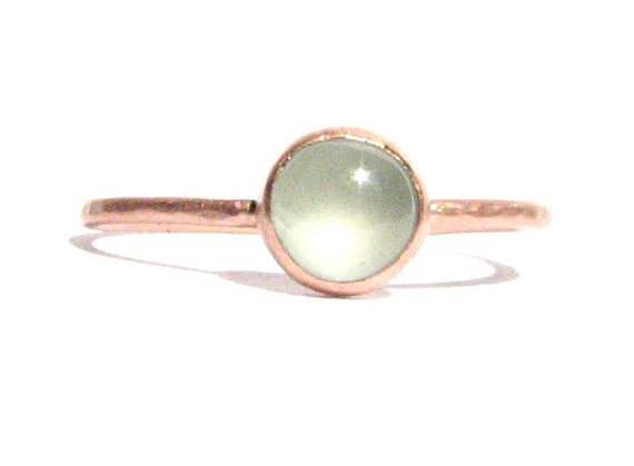 Wedding - Aquamarine & Solid Rose Gold Ring - Aquamarine Ring - Stacking Ring - Thin Gold Ring - Aquamarine Engagement Ring -Blue Ring -Made To Order.