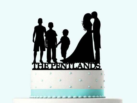 زفاف - Wedding Cake Topper Silhouette Groom and Bride, Acrylic Cake Topper