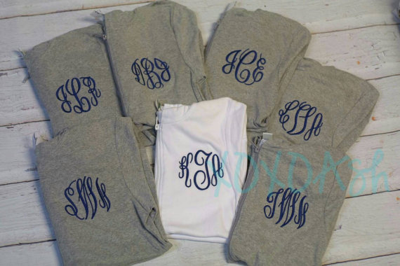Mariage - Womens Bridal Party Gift Custom Monogrammed Light Weight Zip Jackets--Bridal Party Bridesmaid GIfts-- Customized with several color options