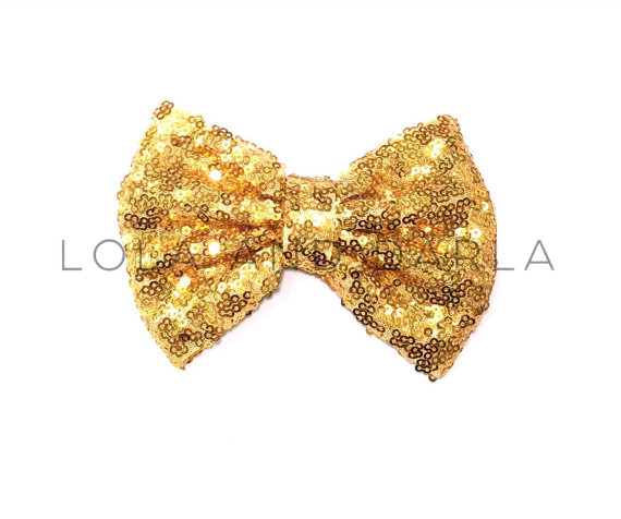 زفاف - Sparkle Darling Sequin Bow Clip in VEGAS GOLD