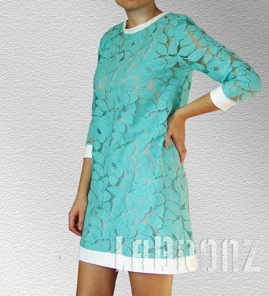 زفاف - Dresses Day Party Dress Turquoise Lace Dress