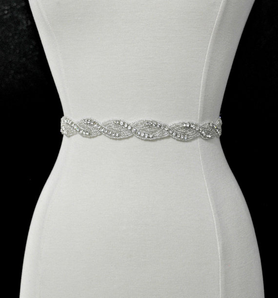 Mariage - Bridal crystal belt , rhinestone sash, bridal sash, bridal belt