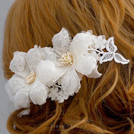 Mariage - Pure Silk Bridal Headpiece, Lace Wedding Headpiece, Bridal Hair Piece, Wedding Hair Piece, Wedding Hair Accessory, Bridal Hair Accessory