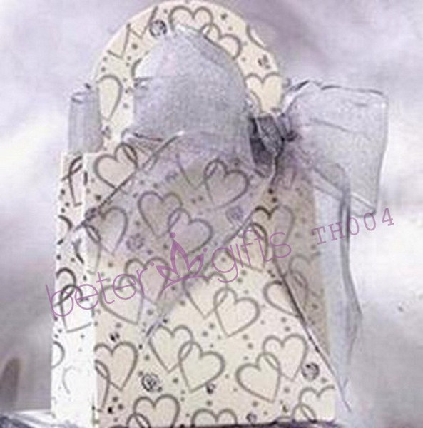 Свадьба - 紫色心型手提包喜糖盒 婚禮布置 TH004 雪紗袋 糖果盒廠家直銷