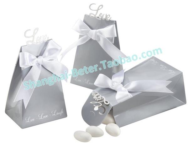 Mariage - 12pcs白色緞帶 高端婚禮 婚宴用品TH020主題婚禮喜糖盒銀色浪漫