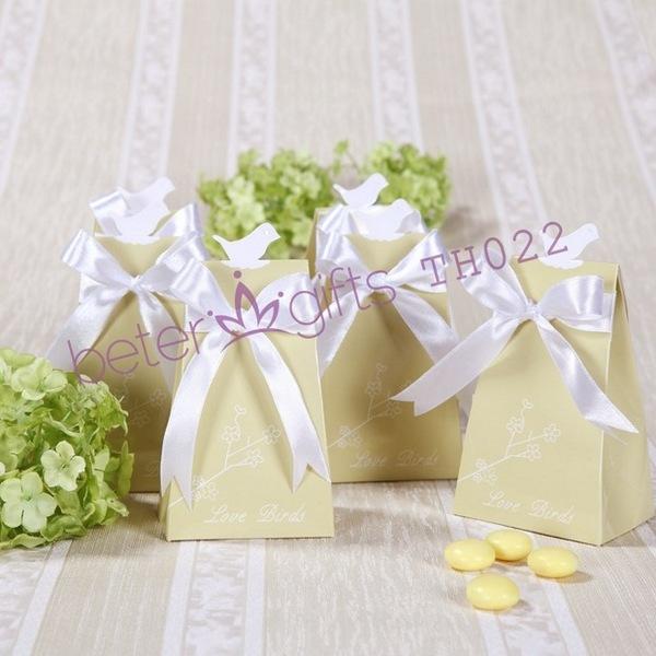 زفاف - 12pcs創意婚品檸檬綠愛情鳥主題 高檔喜糖盒TH022小清新糖果袋子