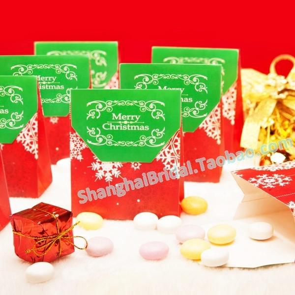 Mariage - 12pcs雪花糖果袋聖誕主題TH033爆款滿月酒 紅色喜糖盒耶誕派對