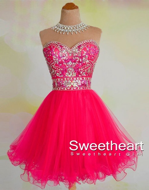زفاف - A-line Sweetheart Rhinestone Short Prom Dress, Homecoming Dress from Sweetheart Girl