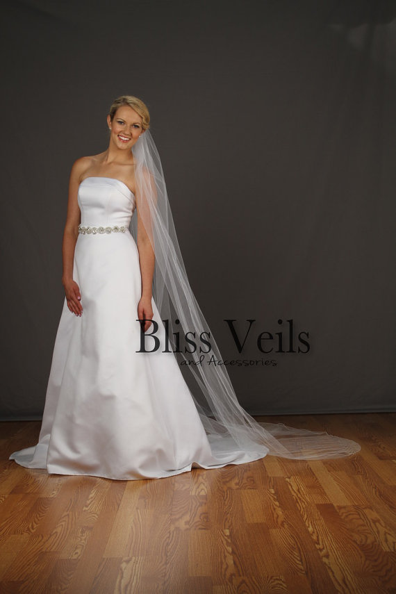 زفاف - Pencil Edge Wedding Veil, Chapel Length Veil, One Layer Bridal Veil