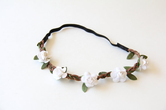 Mariage - White Flower Crown, Flower Crown, Flower Headband, Coachella, Wedding Accessory, EDC, Floral Crown, Floral Headband, Mini Flower Crown, Boho