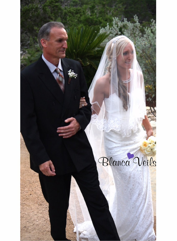 Hochzeit - Lace Drop Wedding Veil