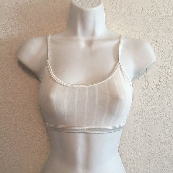 Mariage - Sheer White Striped Bra Top by Warner's ~ Size 38