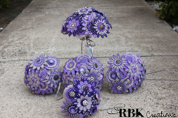 زفاف - Custom Embroidered Felt Bouquet Set
