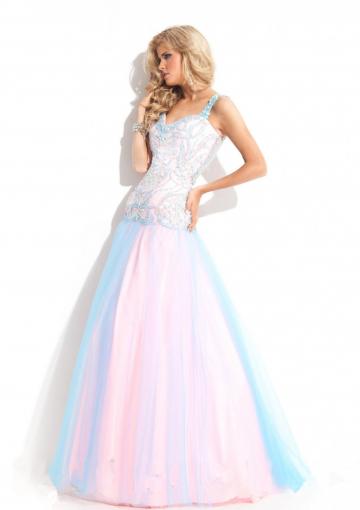 Mariage - Buy Australia 2015 A-line Straps Beaded Tulle Skirt Floor Length Evening Dress/ Prom Dresses 6839 at AU$195.23 - Dress4Australia.com.au