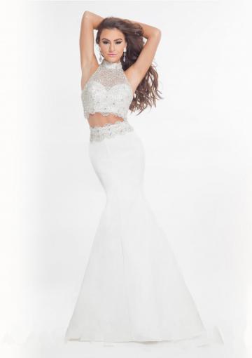 Wedding - Buy Australia 2015 Ivory Mermaid Halter Neckline Beaded Satin Skirt Floor Length Evening Dress/ Prom Dresses 6841 at AU$189.62 - Dress4Australia.com.au
