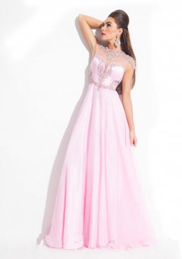 Свадьба - Buy Australia 2015 Blushing Pink A-line Beteau Neckline Beaded Appliques Chiffon Floor Length Evening Dress/ Prom Dresses 6842 at AU$189.62 - Dress4Australia.com.au