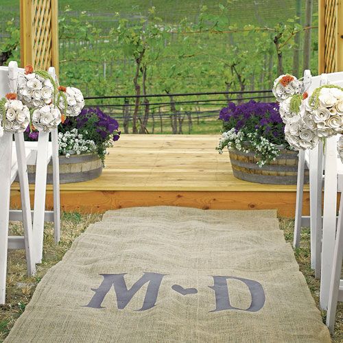 Wedding - Personalized Burlap Aisle Runner With Vineyard Monogram