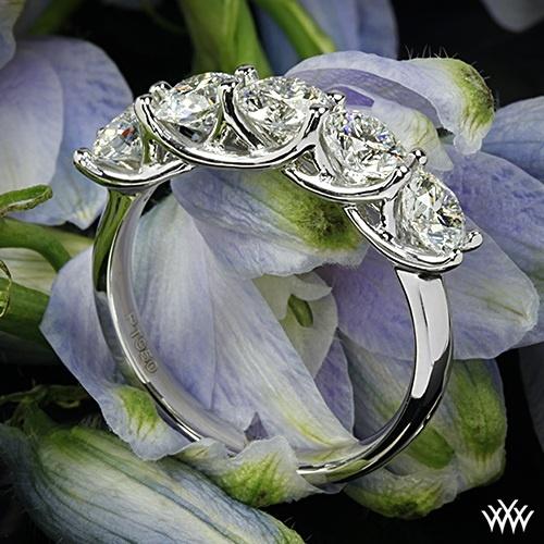 زفاف - Platinum 5 Stone Trellis Diamond Right Hand Ring - Setting Only