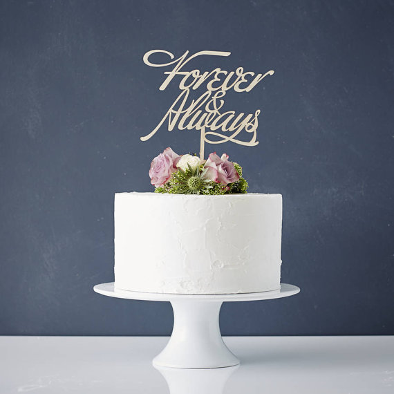 Hochzeit - Elegant 'Forever And Always' Wooden Wedding Cake Topper