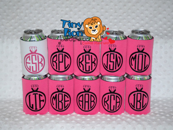 Mariage - Bachelorette Koozies, Cute Ring Koozies, Perfect to Celebrate an Engagement - Custom Made to Order, Perfect for your Bachelorette Party!