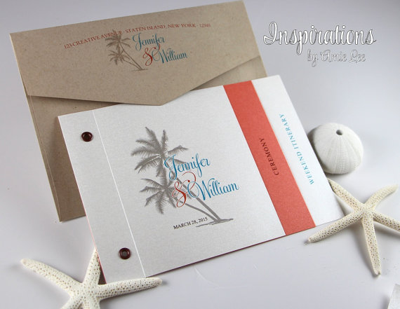 Свадьба - Beach Wedding Booklet Invitations