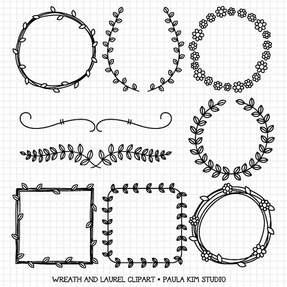 Hochzeit - Wreaths and Laurel Clipart Graphics, Borders and Frames for Wedding Invitations, Digital Download Images