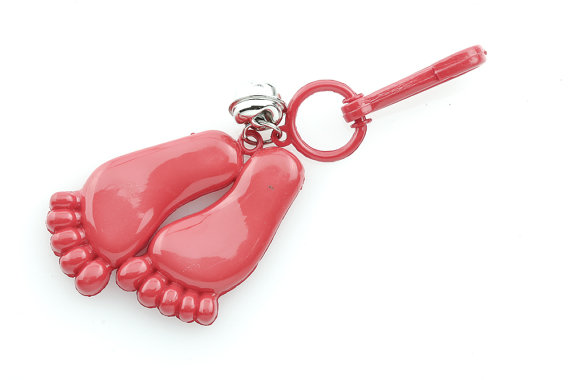 Wedding - Vintage Red Bell Charm Two Feet 