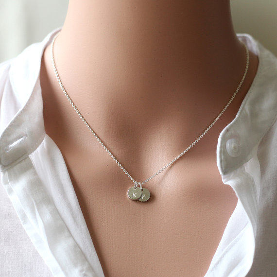 زفاف - personalized silver initial necklace, hand stamp initial,dainty necklace,bridesmaid, birthday,wedding jewelry,Mother's Day gift gift for mom