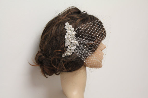 زفاف - Bridal birdcage veil wedding hair comb 1920's Bridal fascinator 1920's wedding birdcage veil bridal headpiece wedding hair jewelry bridal