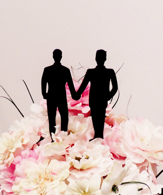Hochzeit - Fashion Forward Gay Men Wedding Cake Topper