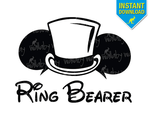 Свадьба - Disney Wedding Ring Bearer Mickey Ears Printable Iron On Transfer or Use as Clip Art - DIY Wedding Matching Shirts Disney Bachelor Party