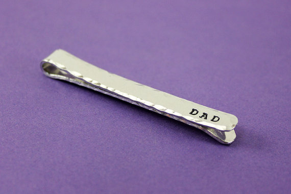 Свадьба - Personalized Tie Clip - Tie Bar - Father's Day Gift - Groom - Father of the Bride Gift - Dad Gift  - Engraved Tie Clip - Groomsmen