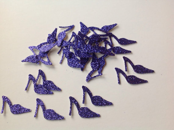 زفاف - 50 pc Purple Glitter High Heel Shoes