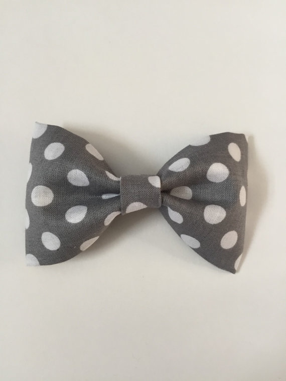Wedding - Grey and white boys bow tie, ring bearer bow tie, fabric bow tie, 