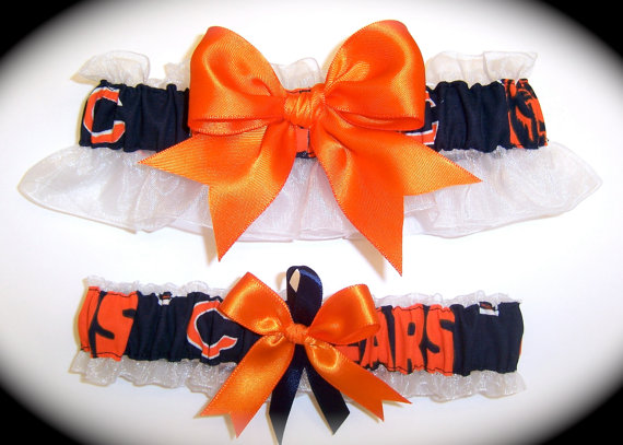 زفاف - Handmade Wedding Garter Set Chicago Bears Keepsake and Toss Bridal on1