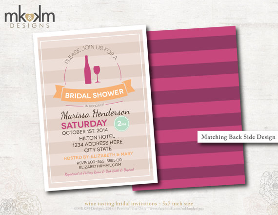 Hochzeit - Bridal Shower Invitation: Wine Tasting Bridal Shower Theme- Winery- Pink, Orange, Mint - Couple's Shower - Digital File Only - #1108 Brights