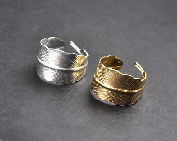 زفاف - Feather Ring, Feather Adjustable Ring, Feather Jewelry, Woodland, Bohemian Feather Wrap ring, Silver Feather Ring, Gold Feather Ring