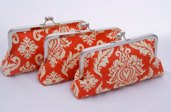 زفاف - Wedding Party Handbag Clutch for Bridal Party Gift for Bridesmaids in Orange design your own in any color