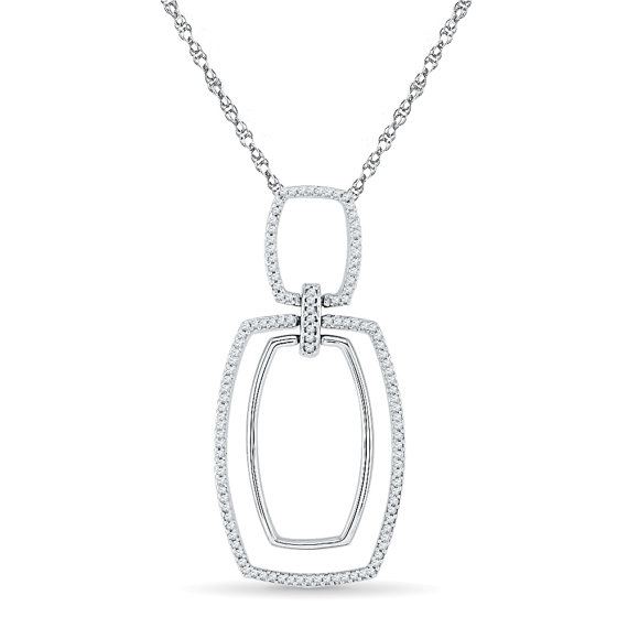 زفاف - Womens Diamond Necklace With White Gold Or Sterling Silver Pendant, 1/4 CT. T.W. Diamond Pendant Necklace For Her