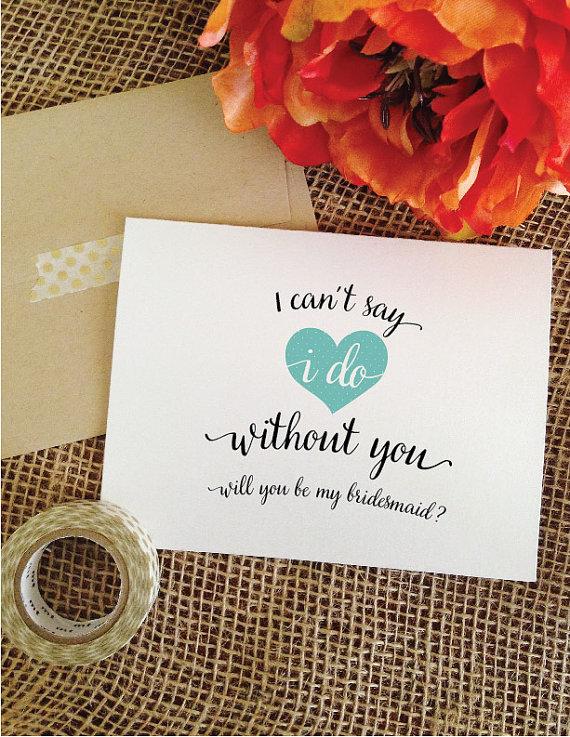 Mariage - I cant say I Do without you Will you be my bridesmaid Card DOTTED Heart, Aqua, Hot Pink, Red, Black Matron of honor Maid of Honor (Lovely)