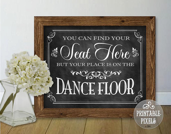 Mariage - You Can Find Your Seat Here Wedding Sign (#1C Chalkboard) Printable / 5 Sizes / DIY Instant Download / Ready To Print