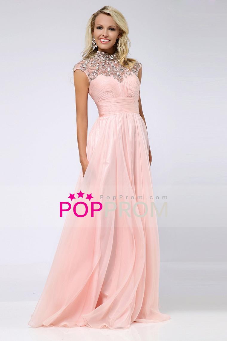 Hochzeit - 2015 High Neck Prom Dresses A-Line Chiffon With Beads And Ruffles $159.99 PPPMDTKSFJ - PopProm.com