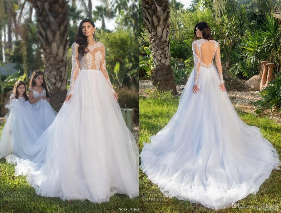 Hochzeit - New Arrival Sexy See Through Backless Wedding Dresses Tulle Applique Lace Bateau Illusion Wedding Dress Bridal Gown Online with $129.06/Piece on Hjklp88's Store 