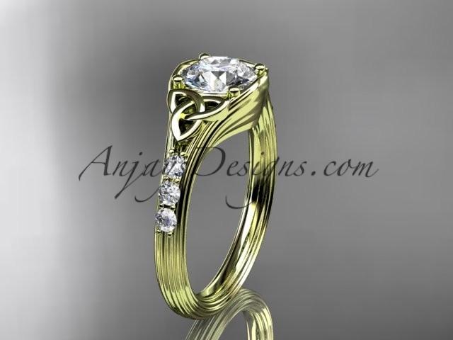 Wedding - 14kt yellow gold diamond celtic trinity knot wedding ring, engagement ring CT7333