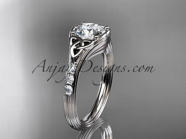 Mariage - 14kt white gold diamond celtic trinity knot wedding ring, engagement ring CT7333