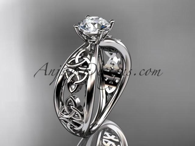 Wedding - 14kt white gold diamond celtic trinity knot wedding ring, engagement ring CT7171