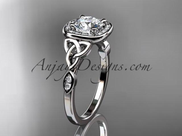 Mariage - 14kt white gold diamond celtic trinity knot wedding ring, engagement ring CT7179