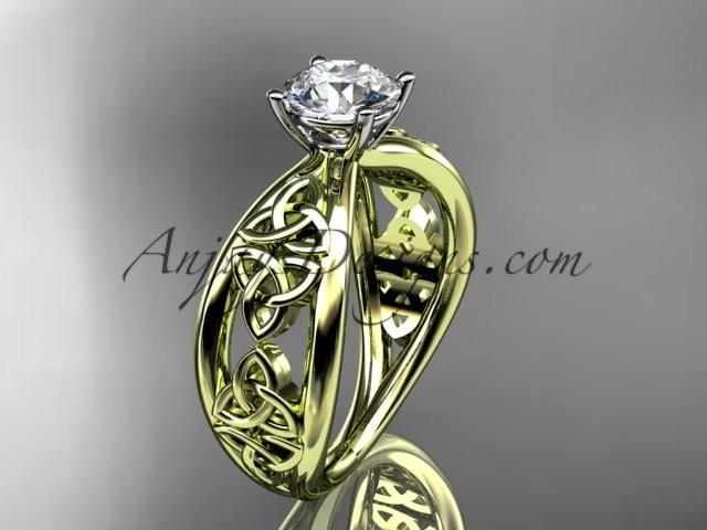 Wedding - 14kt yellow gold diamond celtic trinity knot wedding ring, engagement ring CT7171